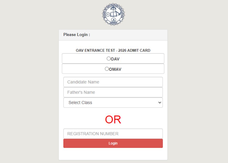 OAV Entrance Exam 2026 Admit Card Released;  Exam Scheduled on January 9