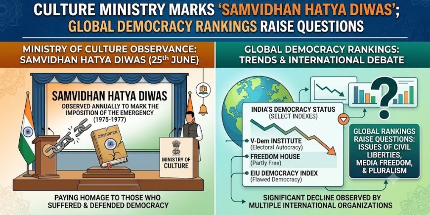 Culture Ministry Marks 'Samvidhan Hatya Diwas'; Global Democracy Rankings Raise Questions